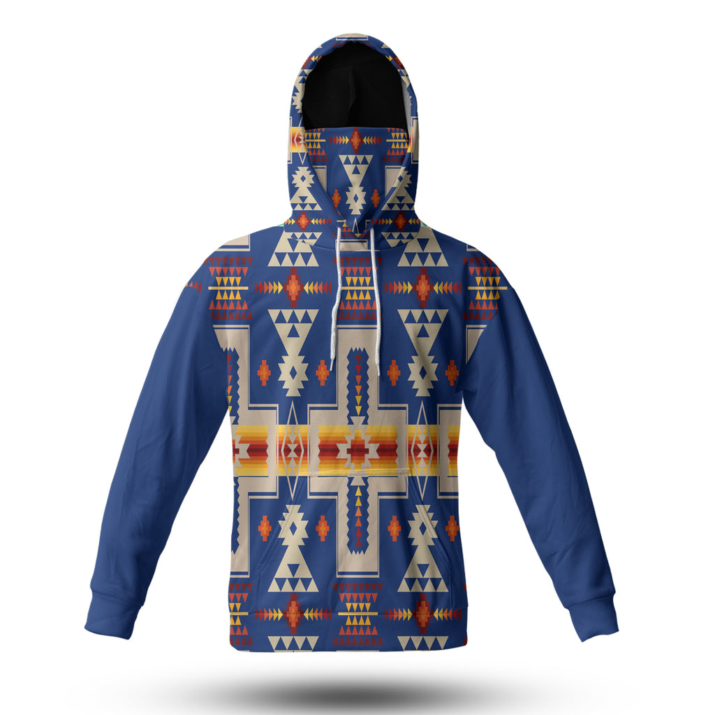 Powwow StoreGBNAT0006204B Navy Tribe3D Hoodie With Mask