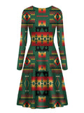 Powwow Store gb nat00046 10 dark green pattern native long sleeve dress