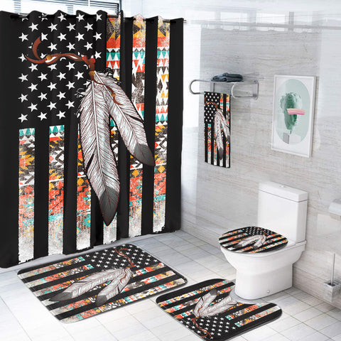GB-NAT00108 Flag Feather Bathroom Set