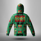 GB-NAT00046-05 Green Tribe Pattern Native American 3D Hoodie With Mask