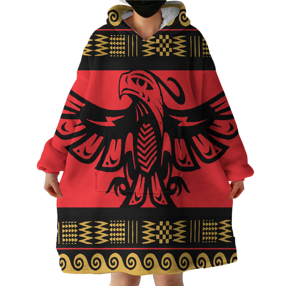 GB-NAT00048 Red Phoenix Sherpa Hoodie Blankets