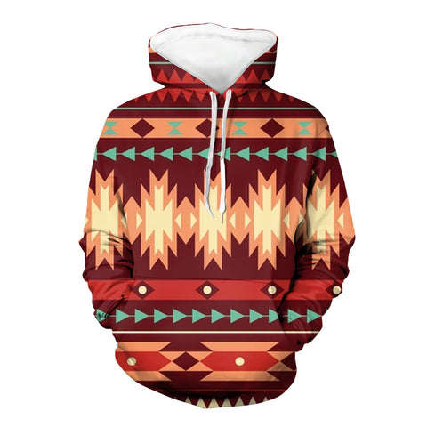 Powwow Store gb nat00510 red ethnic pattern native 3d hoodie