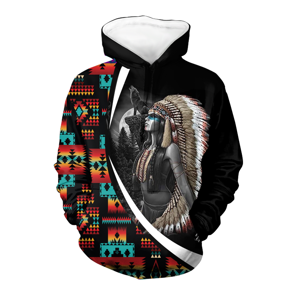 Powwow StoreHD000424 Pattern Native Pride 3D Hoodie