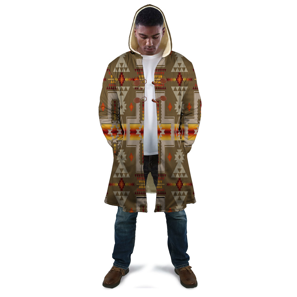 GB-NAT00062-10 Light Brown Tribe Design Native American Cloak - Powwow Store