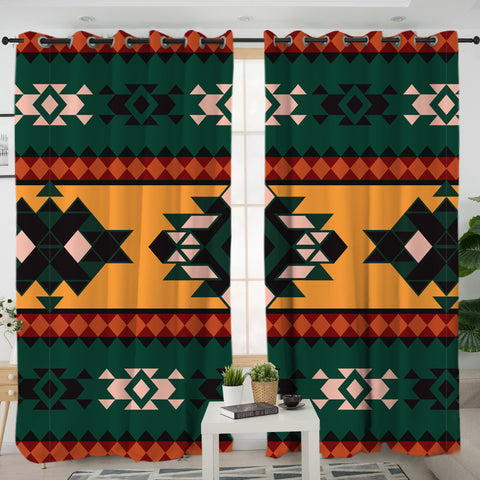 GB-NAT00408 Aztec Geometric Pattern Living Room Curtain