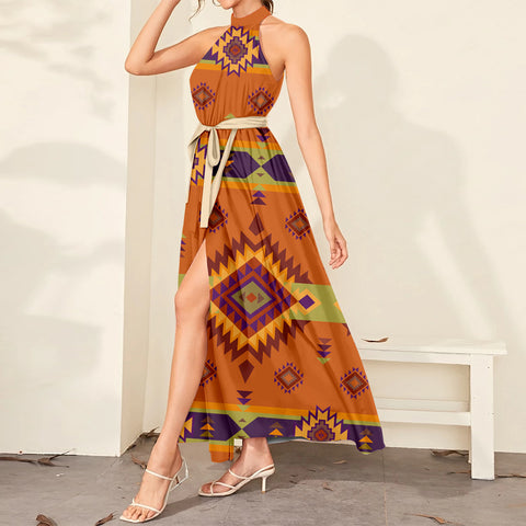 DMX19 Pattern Tribal Native Dress Maxi Ligation