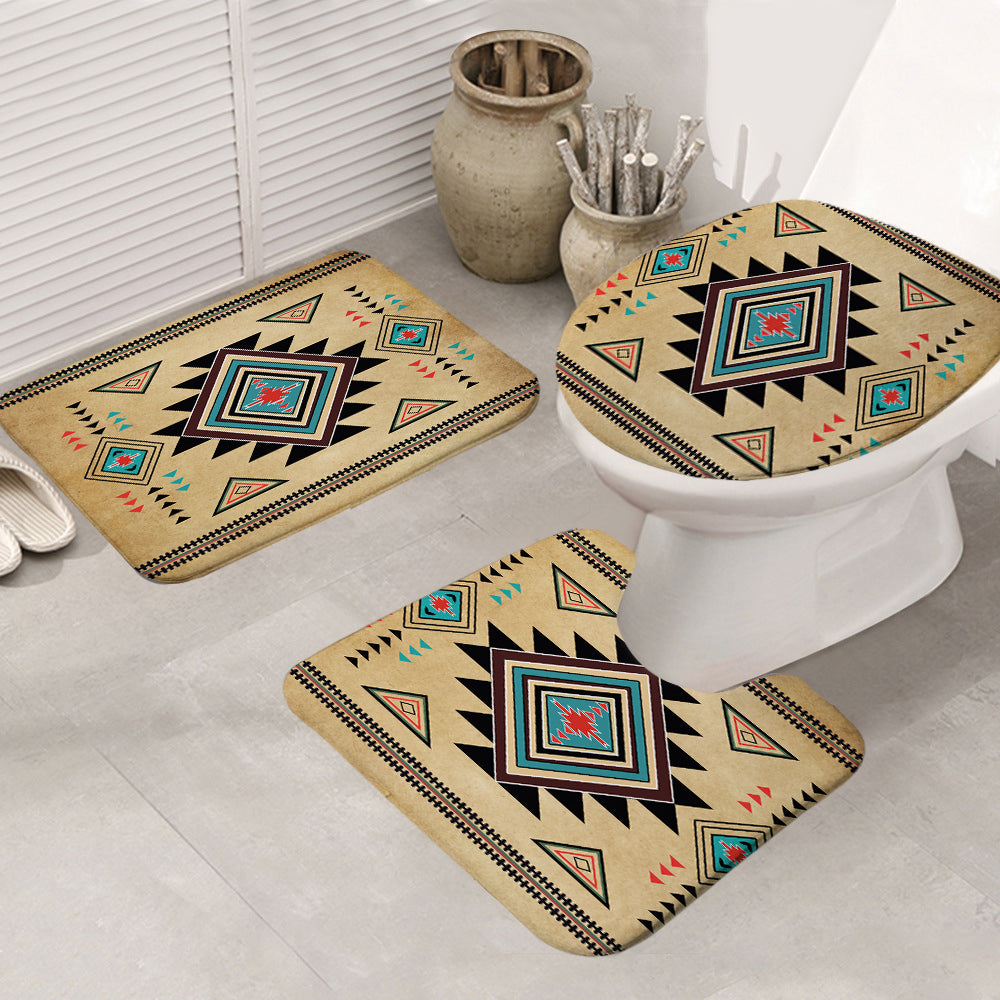 GB-NAT00076 Southwest Symbol Native American Bathroom Mat 3 Pieces