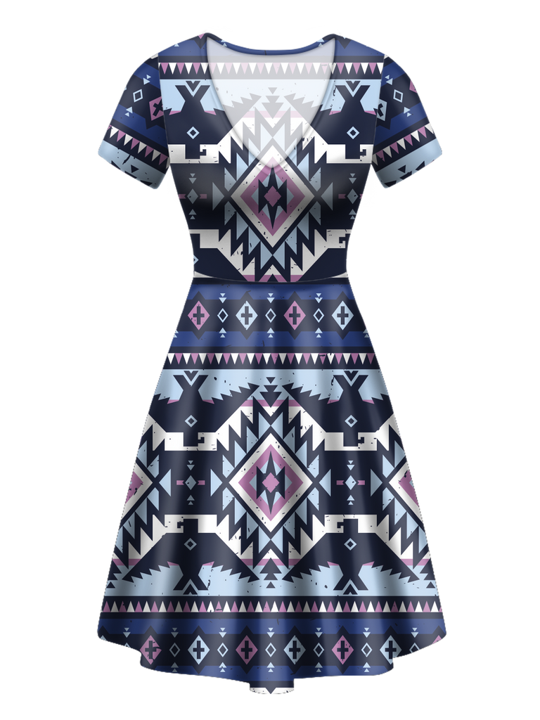 Powwow StoreVND0037 Pattern Native VNeck Dress