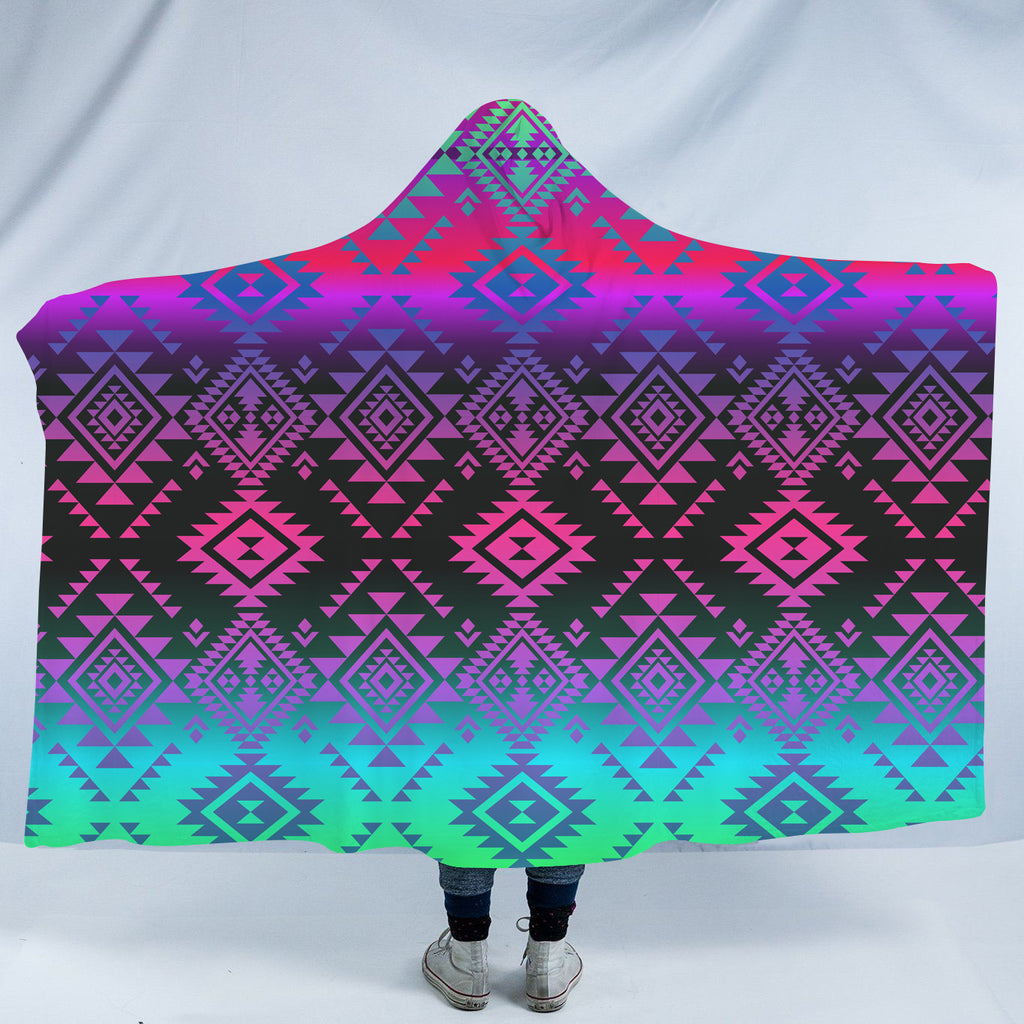 Powwow StoreHDB003 Pattern Native American Design Hooded Blanket