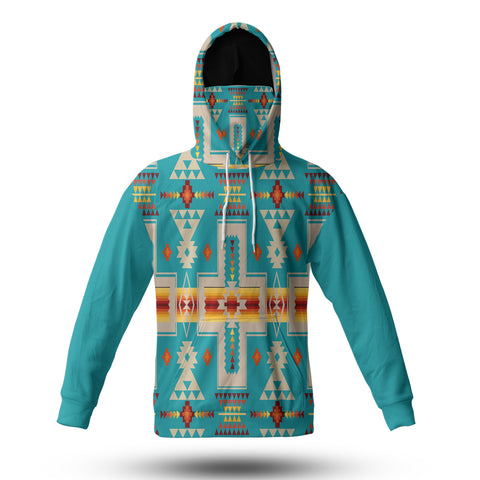 Powwow StoreGBNAT0006205B Turquoise Tribe 3D Hoodie With Mask