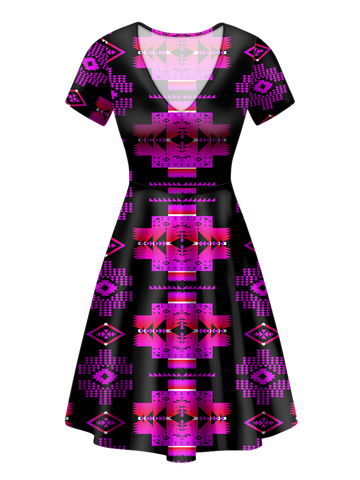 GB-NAT00720-09 Pattern Native V-Neck Dress