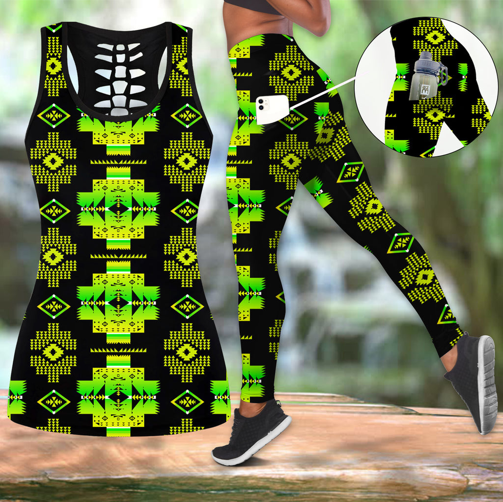 Powwow StoreGBNAT0072007 Native Tribes Pattern Native Tank Top And Legging Pocket Set