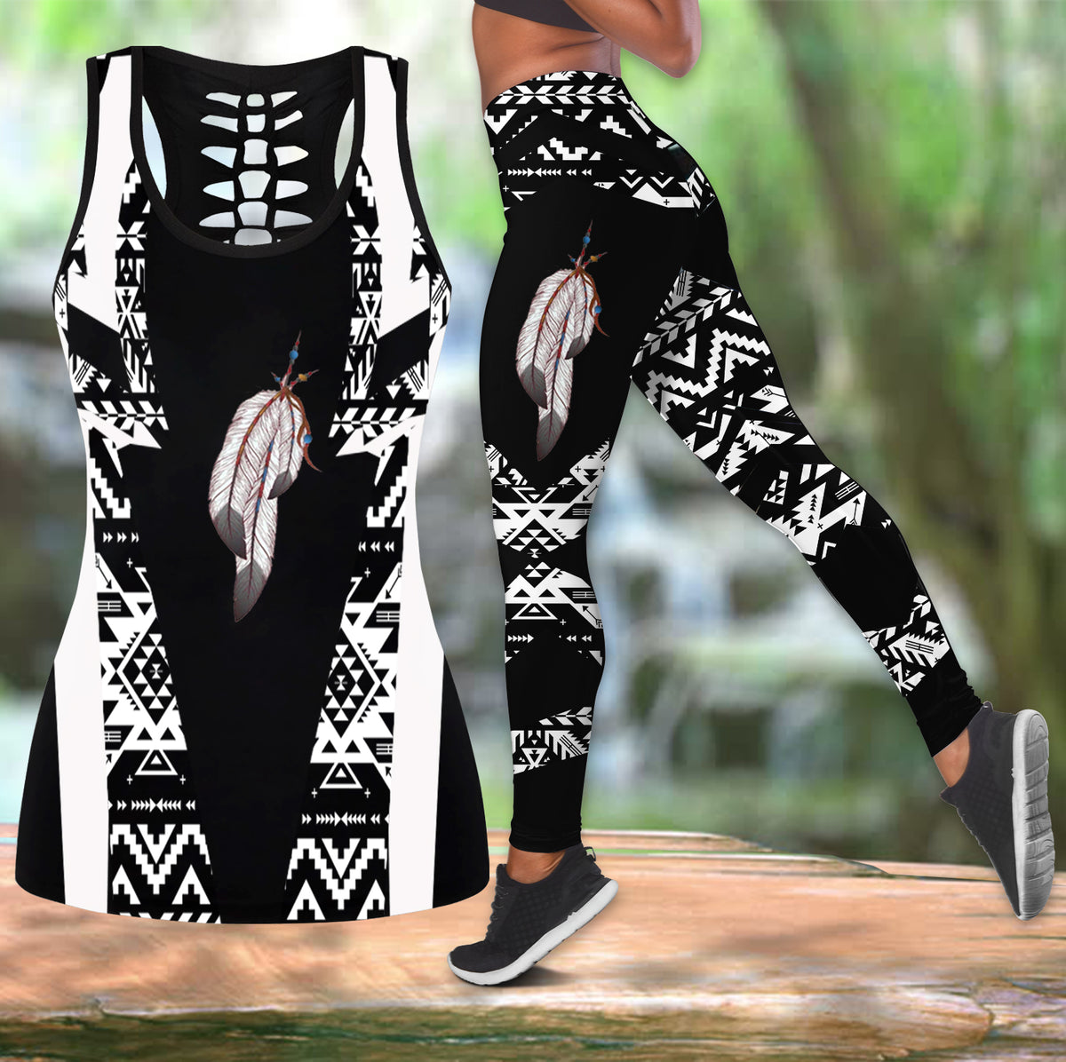 Powwow StoreCOMB2045 Pattern  Native Hollow Tank Top And Legging Sets