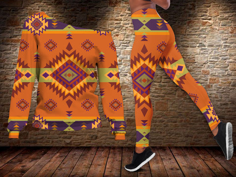 Powwow StoreGBNAT00738 Tribe Design Native American Offshoulder Sweater Legging Set