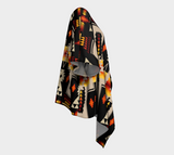 Black Tribe Border Native American Draped Kimono