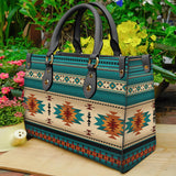 GB-NAT00559-04 Blue Native Pattern Leather Bag