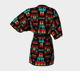 Black Native Tribes Pattern Native American Kimono Robe