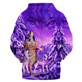 Powwow Store gb nat003515 native girl and wolf purple 3d hoodie