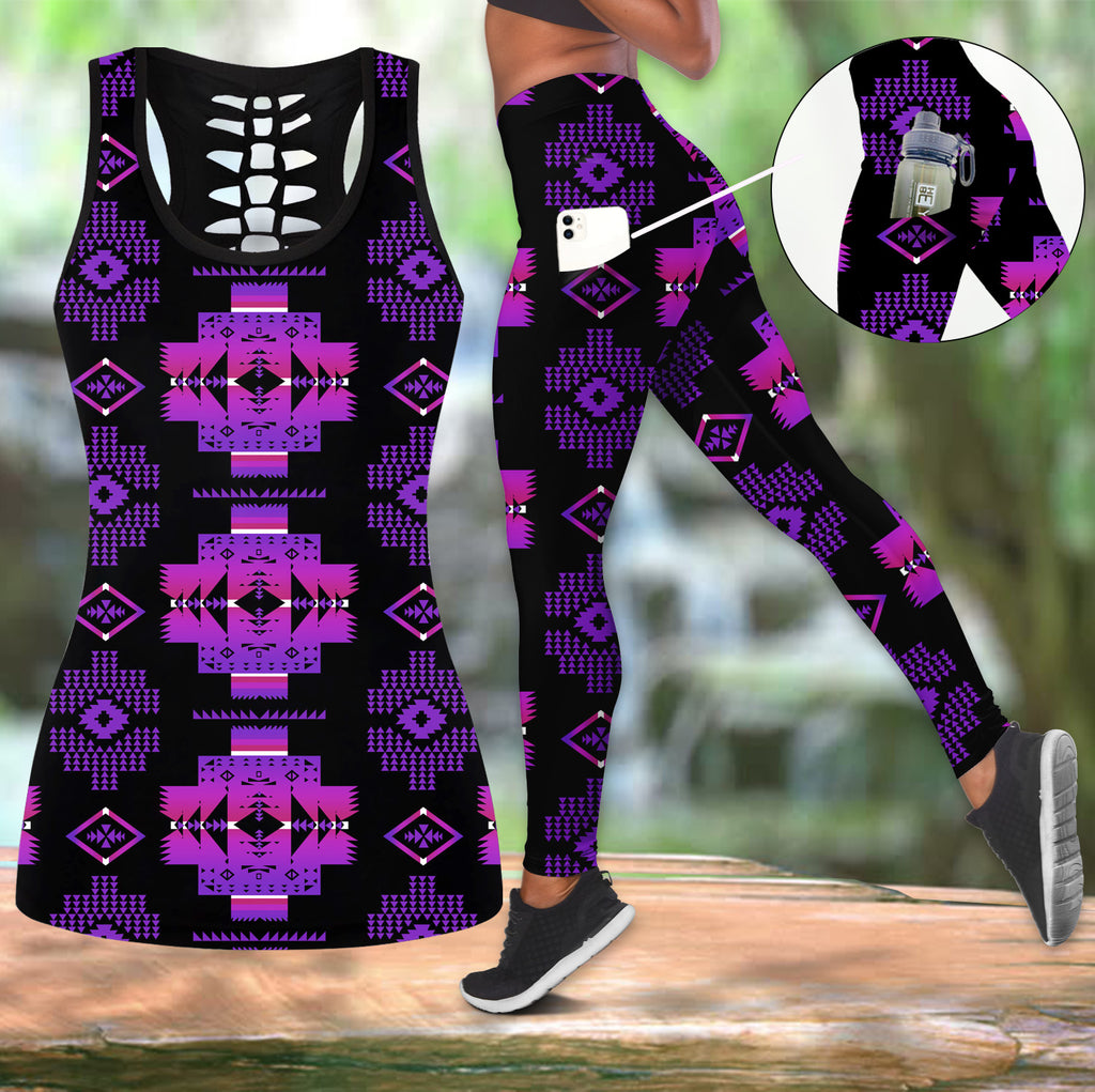 Powwow StoreGBNAT00720 Native Tribes Pattern Native Tank Top And Legging Pocket Set