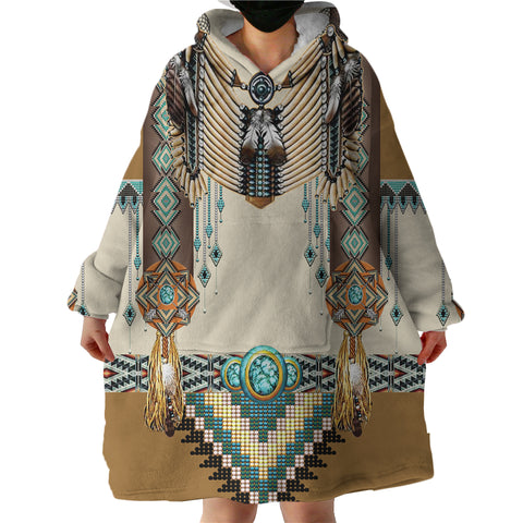 Powwow Store gb nat00059 brown pattern breastplate sherpa hoodie blankets