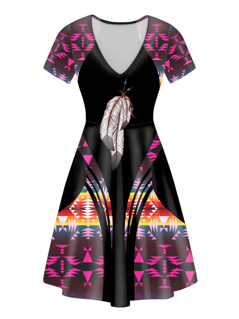 V-ND0010 Pattern Native V-Neck Dress