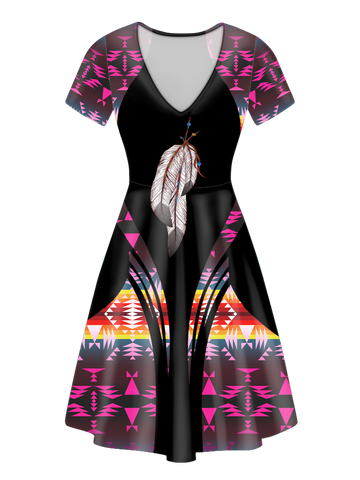 V-ND0010 Pattern Native V-Neck Dress