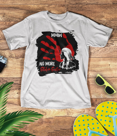 TS0061 I Wear Red For My Sisters Native American Stop MMIW Red Hand No More Stolen Sisters 3D T-Shirt