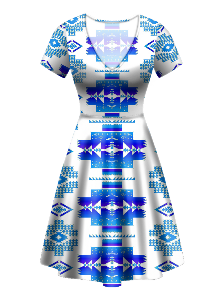 Powwow StoreGBNAT0072011 Pattern Native VNeck Dress