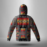 GB-NAT00046-11 Gray Tribe Pattern Native American 3D Hoodie With Mask