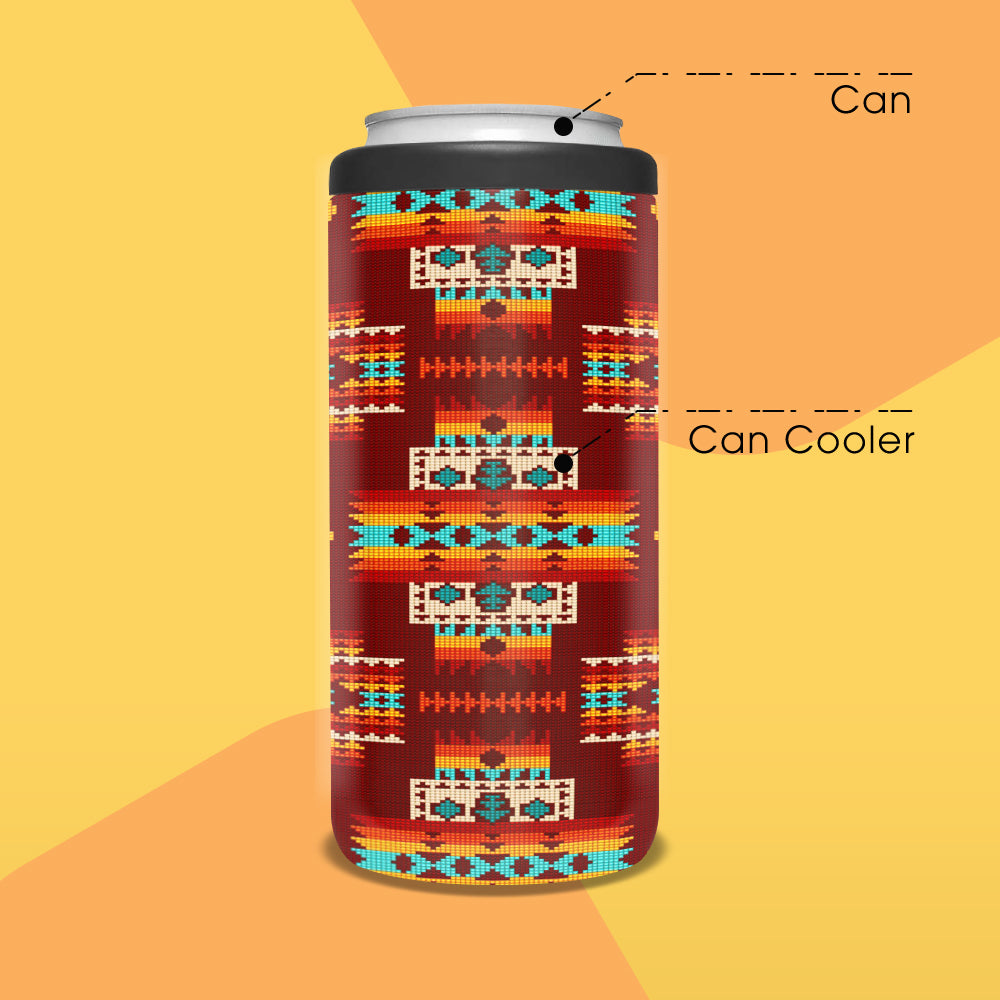 Powwow Store gb nat00402 02 red pattern native can cooler