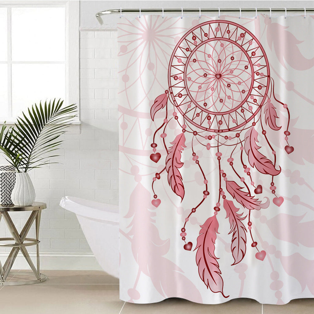 GB-NAT00425 Pink Dream Catcher Shower Curtain