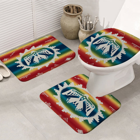 GB-NAT00077 Thunderbird Rainbow Native American Bathroom Mat 3 Pieces