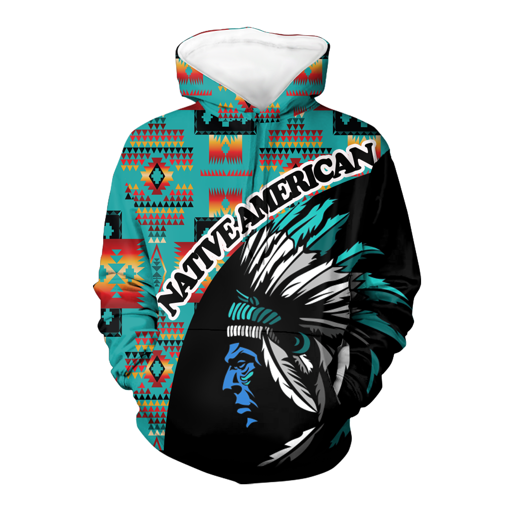 Powwow StoreHD000445 Pattern Native Pride 3D Hoodie