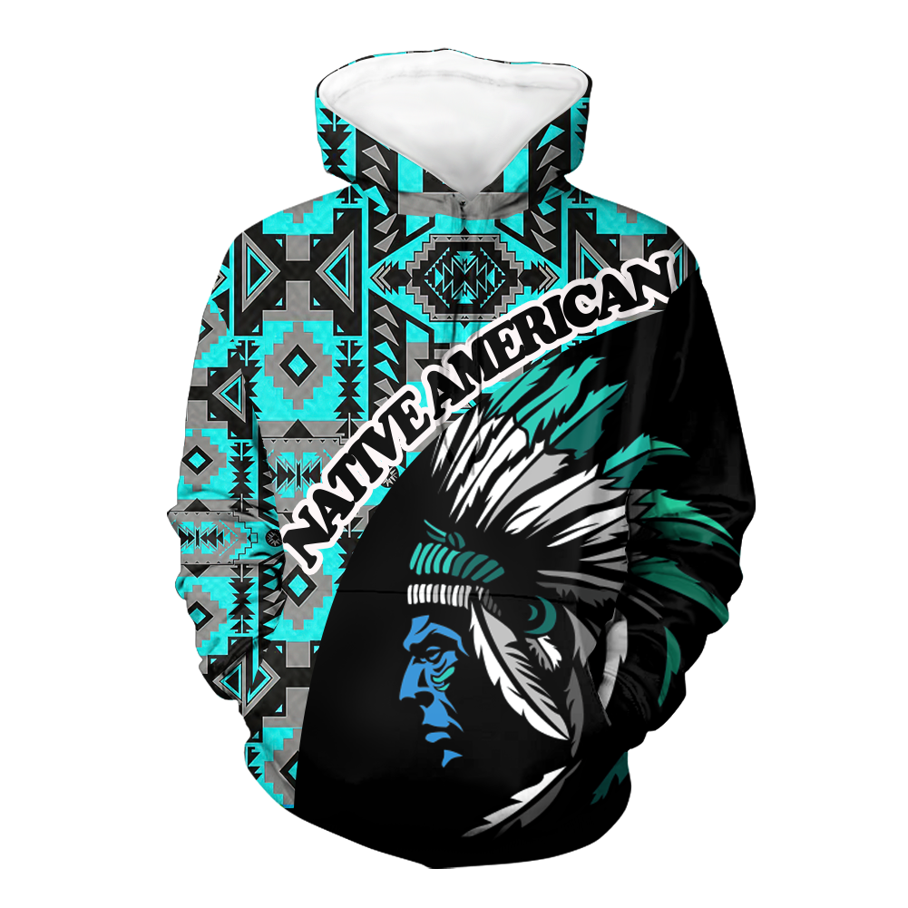 Powwow StoreHD000443 Pattern Native Pride 3D Hoodie