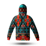 Powwow Store gb nat00112 dark brown red pattern native american 3d hoodie with mask