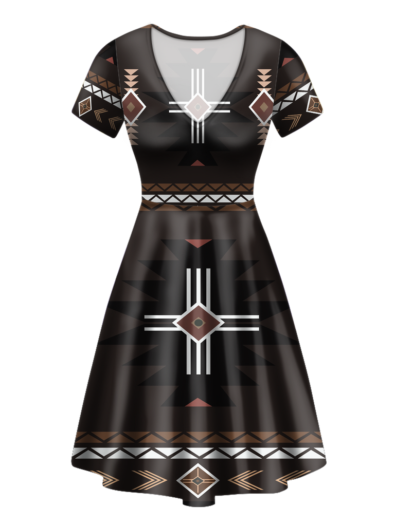 Powwow StoreVND0035 Pattern Native VNeck Dress