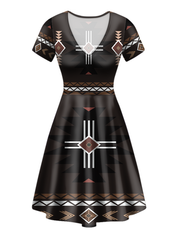 V-ND0035 Pattern Native V-Neck Dress