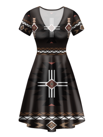 Powwow StoreVND0035 Pattern Native VNeck Dress