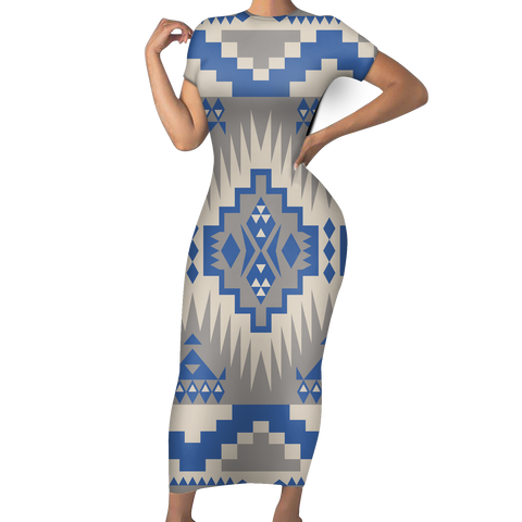 GB-NAT00749 Pattern Native Short-Sleeved Body Dress