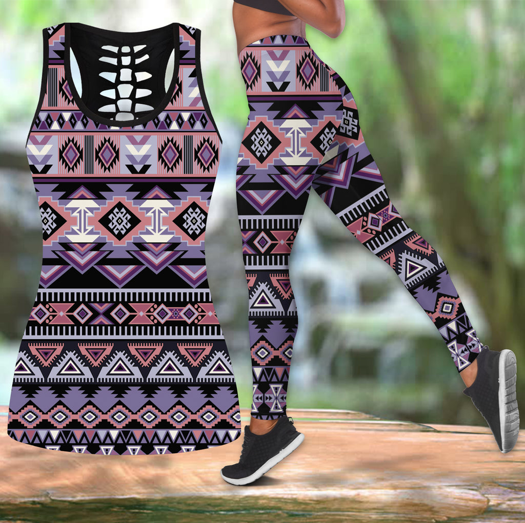 Powwow Store gb nat00593 ethnic pattern hollow tanktop legging set