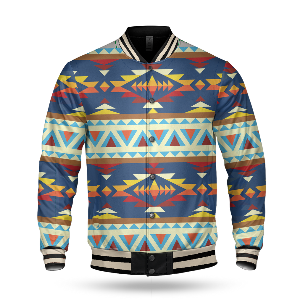 Powwow StoreGBNAT00028 Indigenous Tribes Design Baseball Jacket