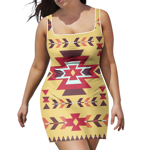 GB-NAT00515 Vector Tribal Native Neckline Dress