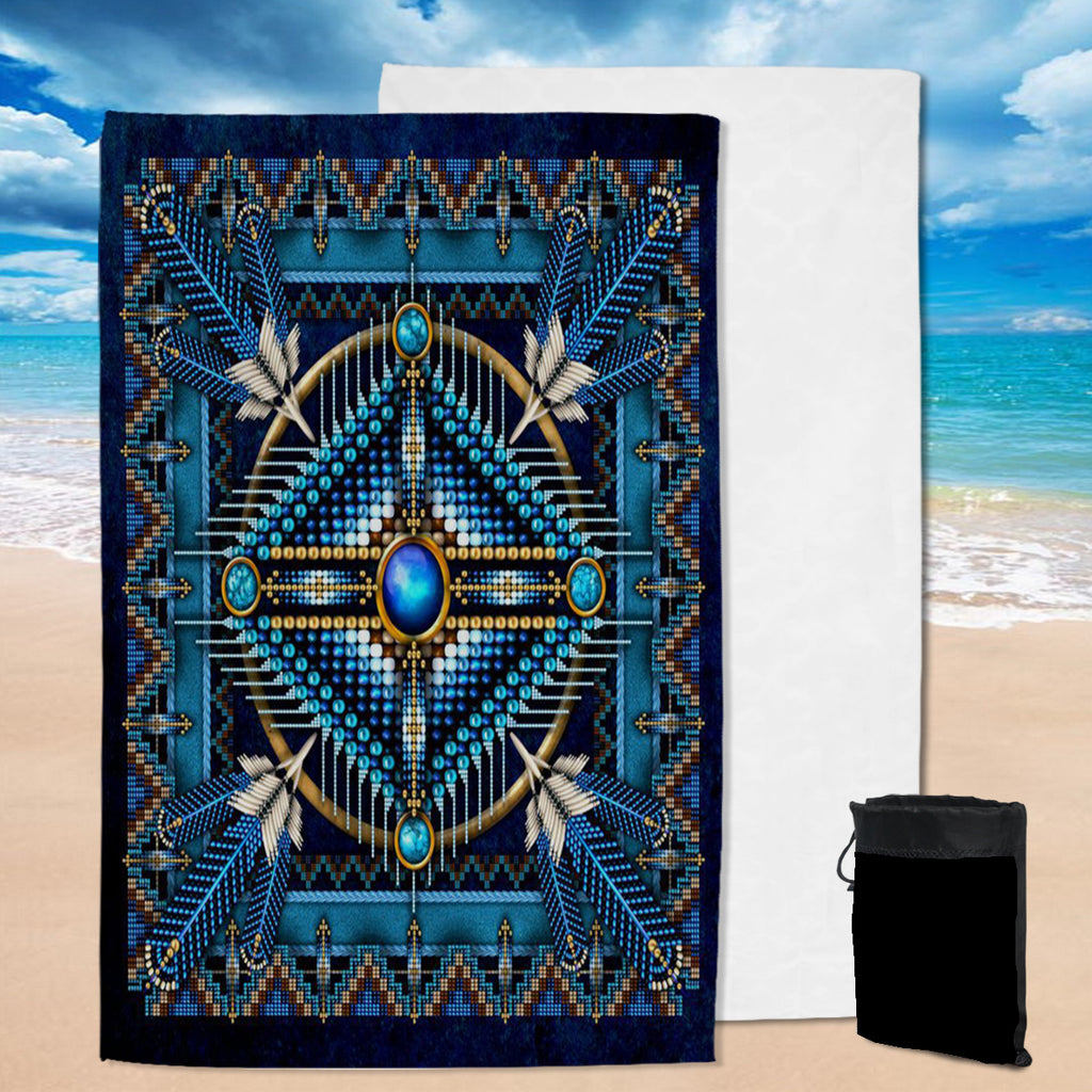 GB-NAT00083	Naumaddic Arts Blue Native American Pool Beach Towel