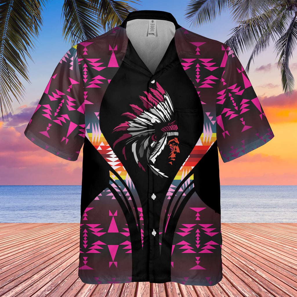 Powwow StoreGBHW000191 Tribe Design Native American Hawaiian Shirt 3D