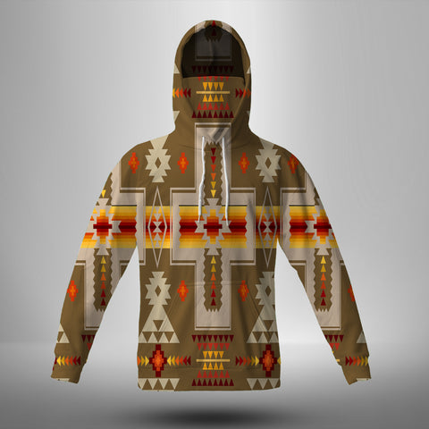 Powwow Store gb nat00062 10 light brown tribe design native american 3d hoodie with mask