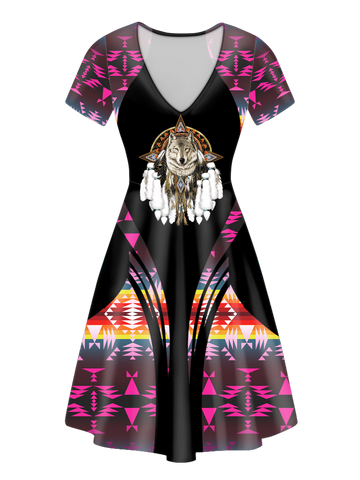 V-ND0008 Pattern Native V-Neck Dress
