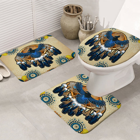 GB-NAT00131 Blue Thunderbird Native American Bathroom Mat 3 Pieces