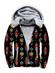 Powwow StoreSFH0016 Pattern Black Native American 3D Fleece Hoodie