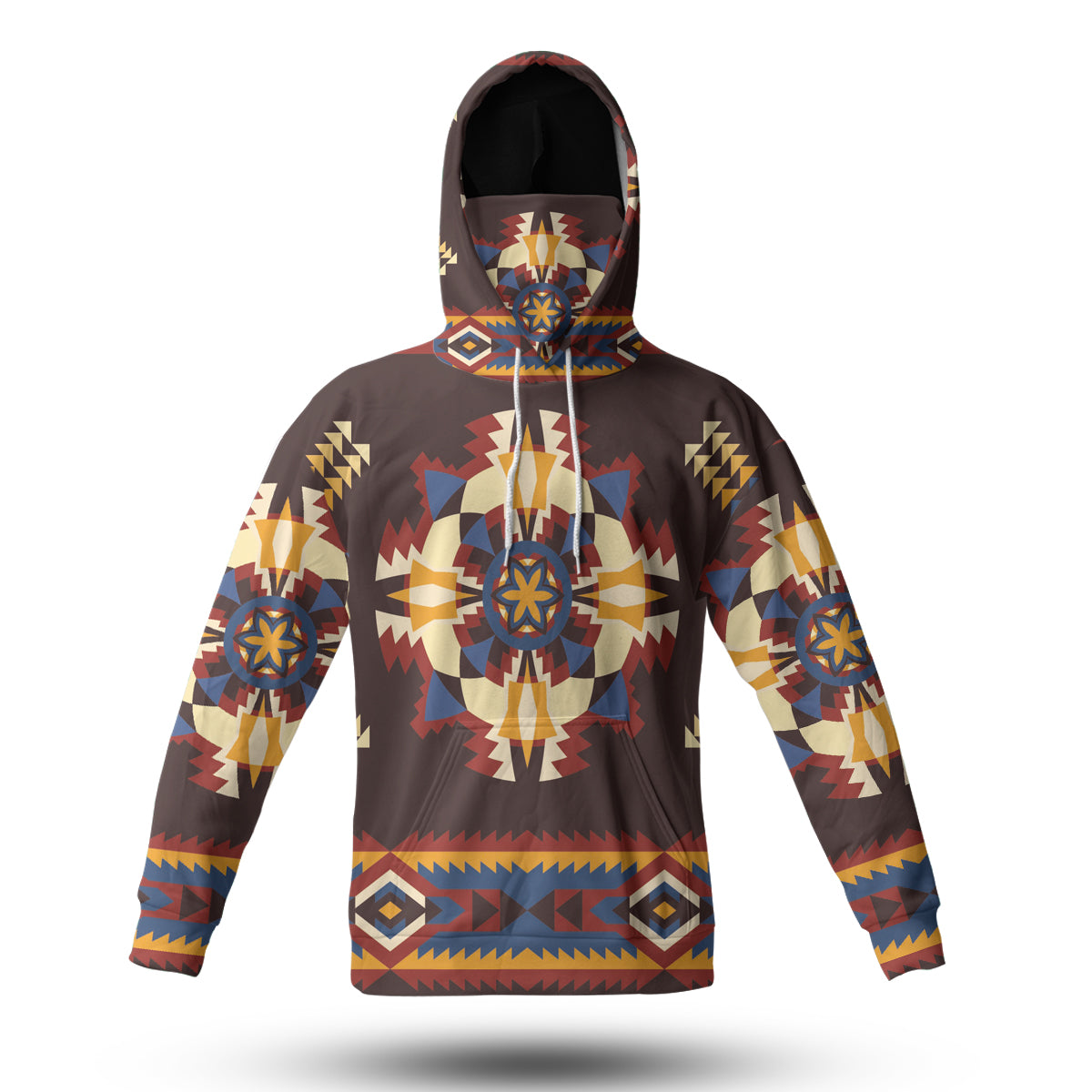 Powwow StoreHWM0018 Pattern Tribal Native 3D Hoodie With Mask