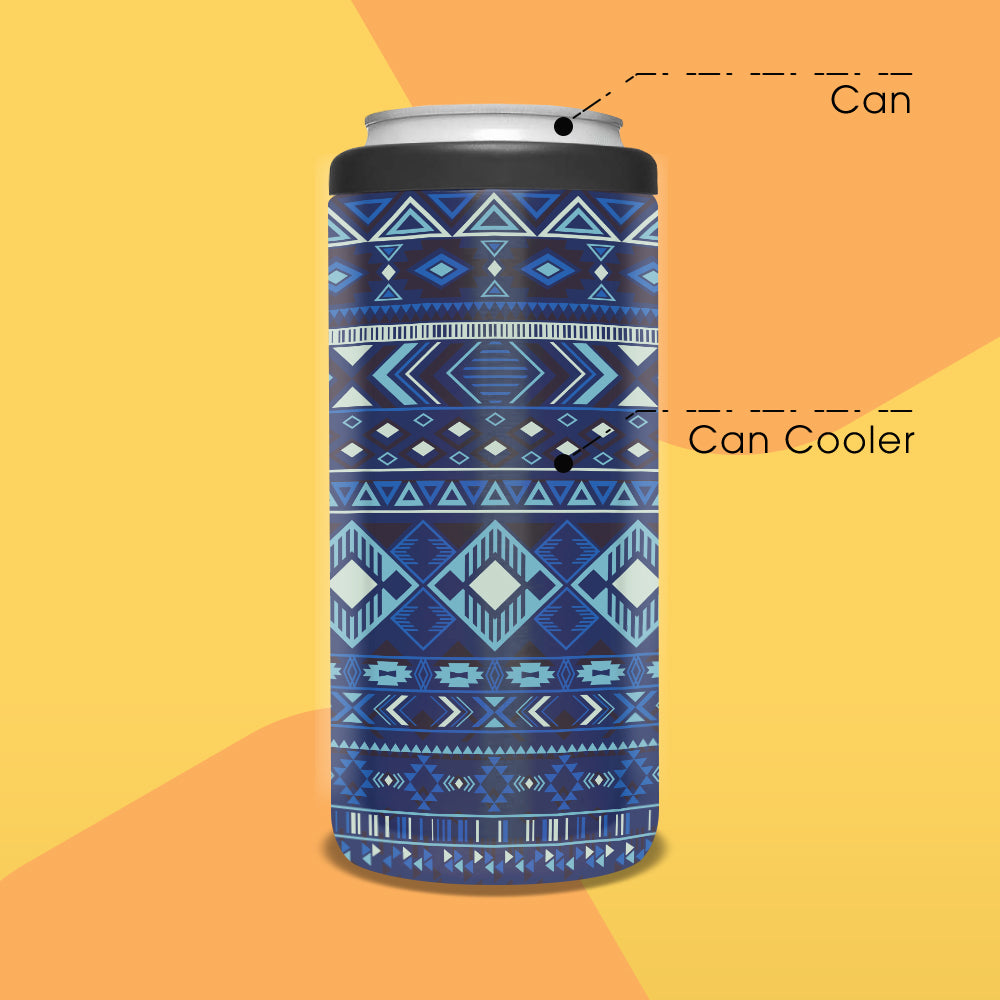 Powwow Store gb nat00407 navy pattern native can cooler